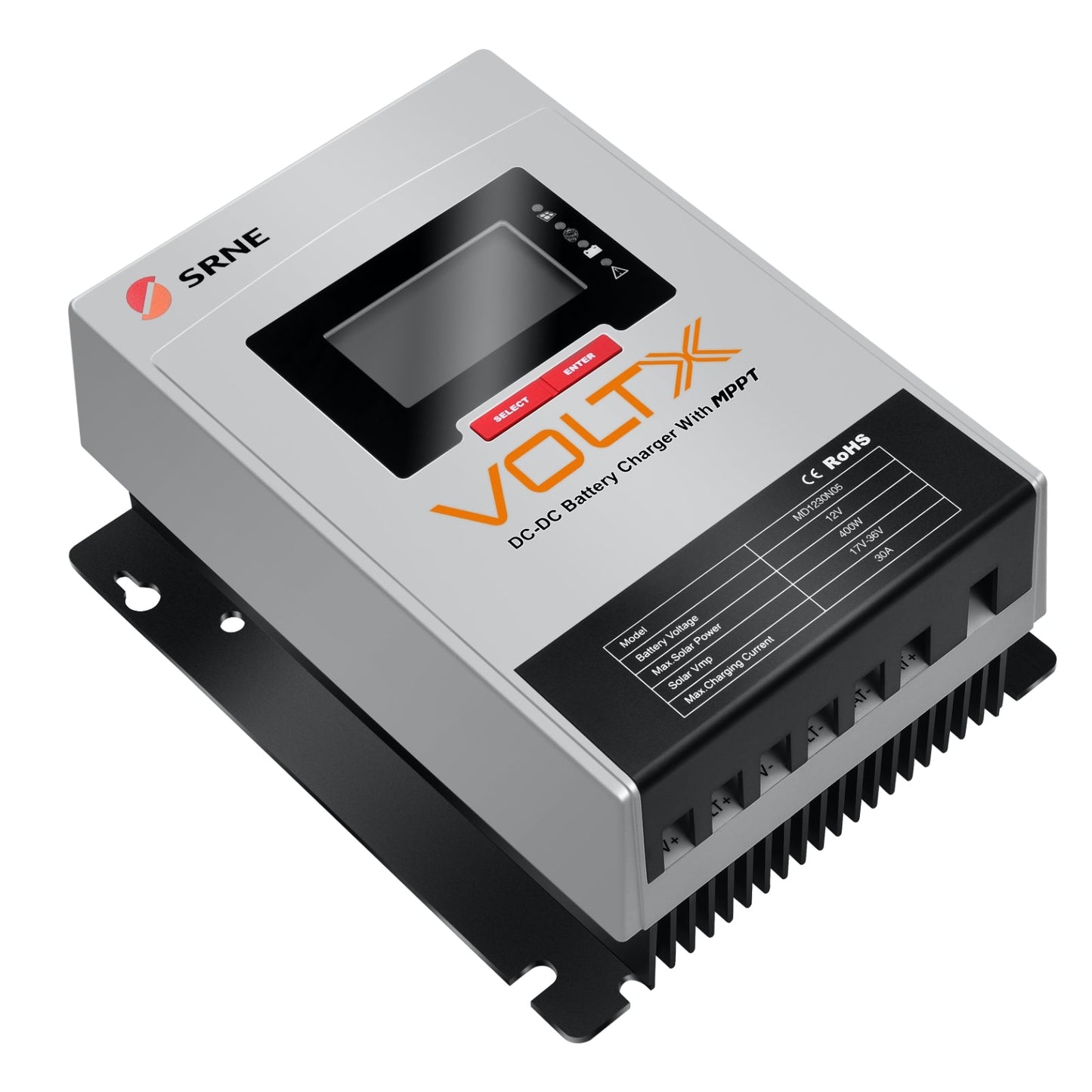 VoltX SRNE 12V 30A DC-DC MPPT LiFePO4 Battery Charger with Bluetooth