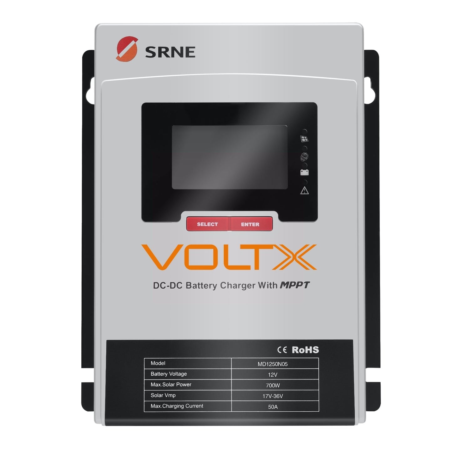 VoltX SRNE 12V 50A DC-DC MPPT LiFePO4 Battery Charger with Bluetooth
