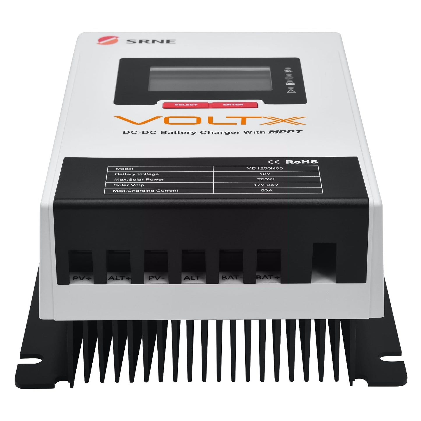 VoltX SRNE 12V 50A DC-DC MPPT LiFePO4 Battery Charger with Bluetooth